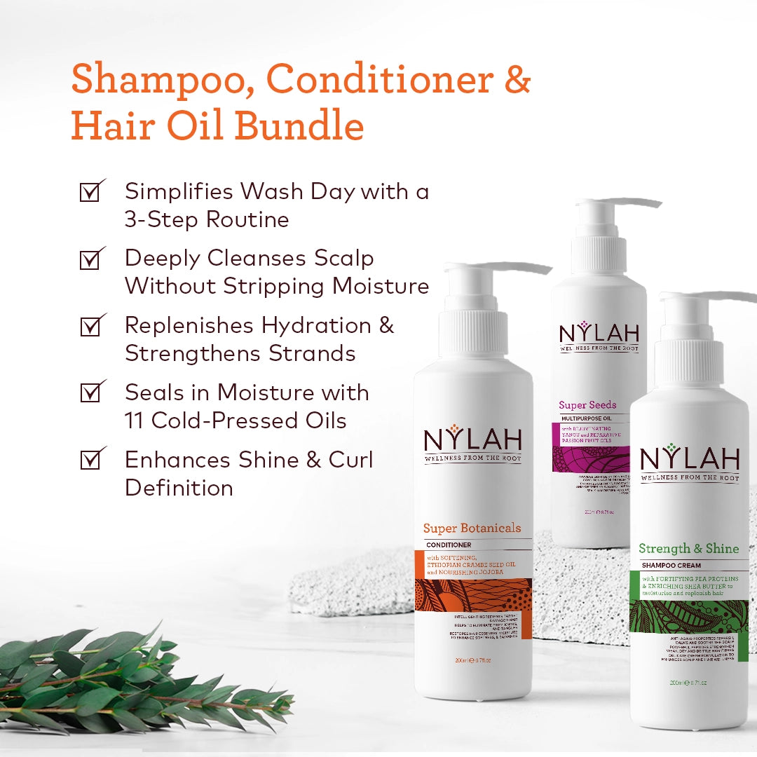 Shampoo, Conditioner & Hair Oil Bundle