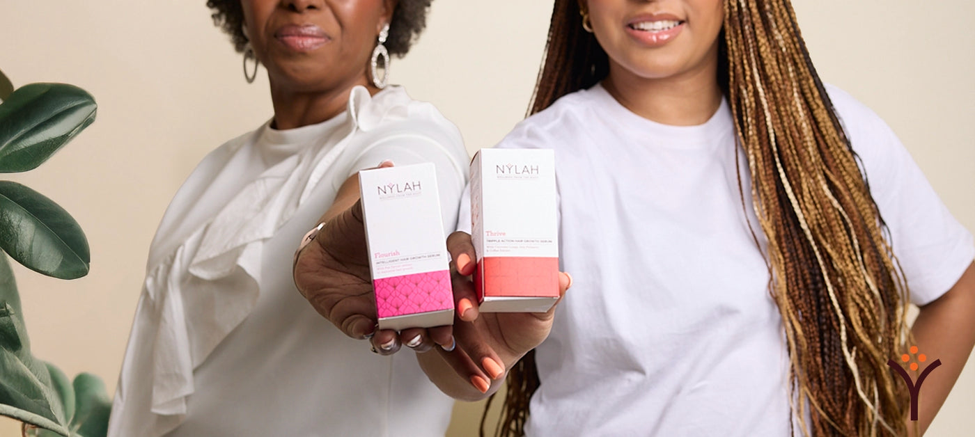 Women hoding the hair growth serums