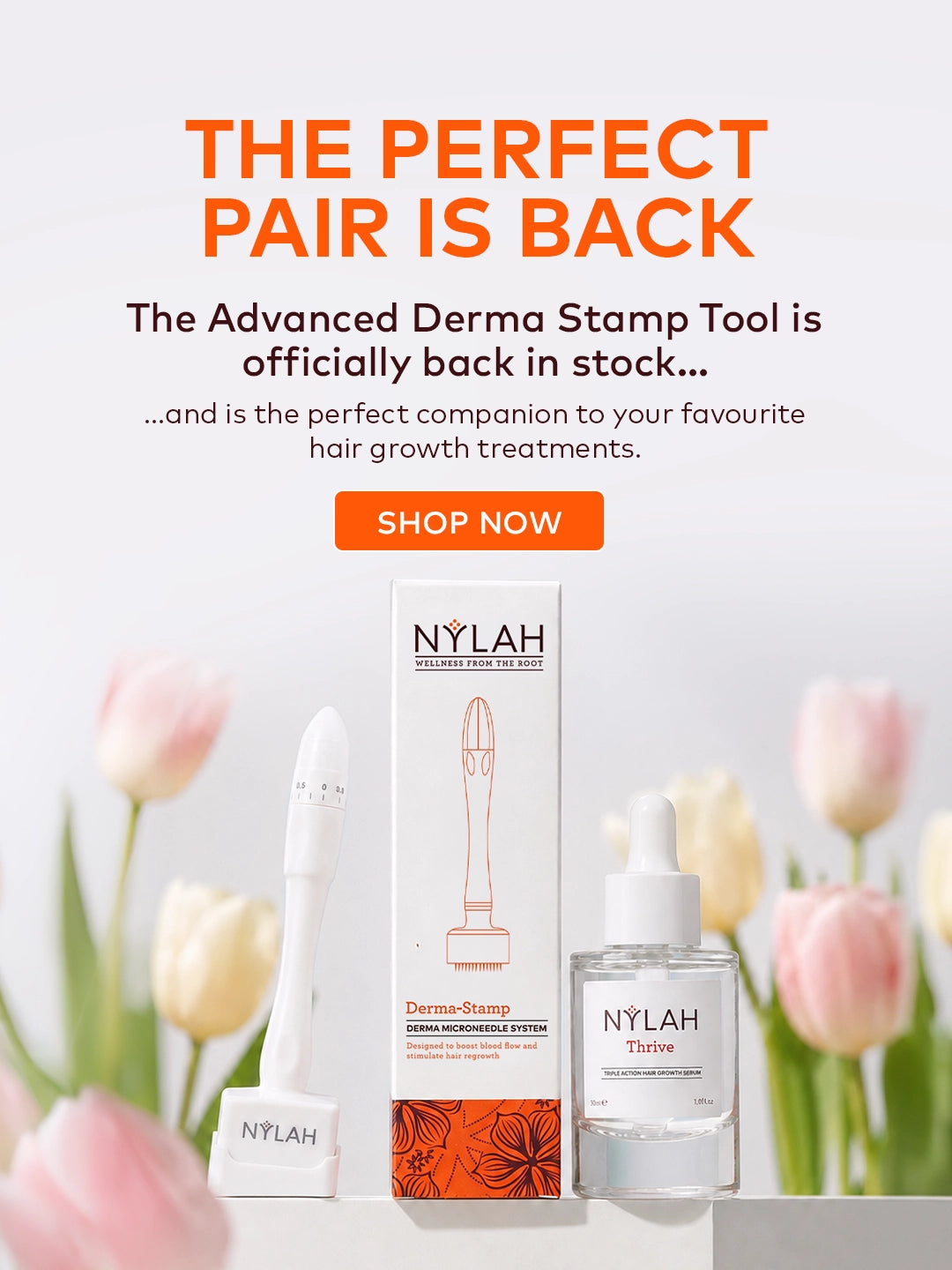 The Perfect Pair is back. The advanced dermastamp stamp tool is officially baclk in stock... and is the perfect companion to your favourite hair grwoth treatements