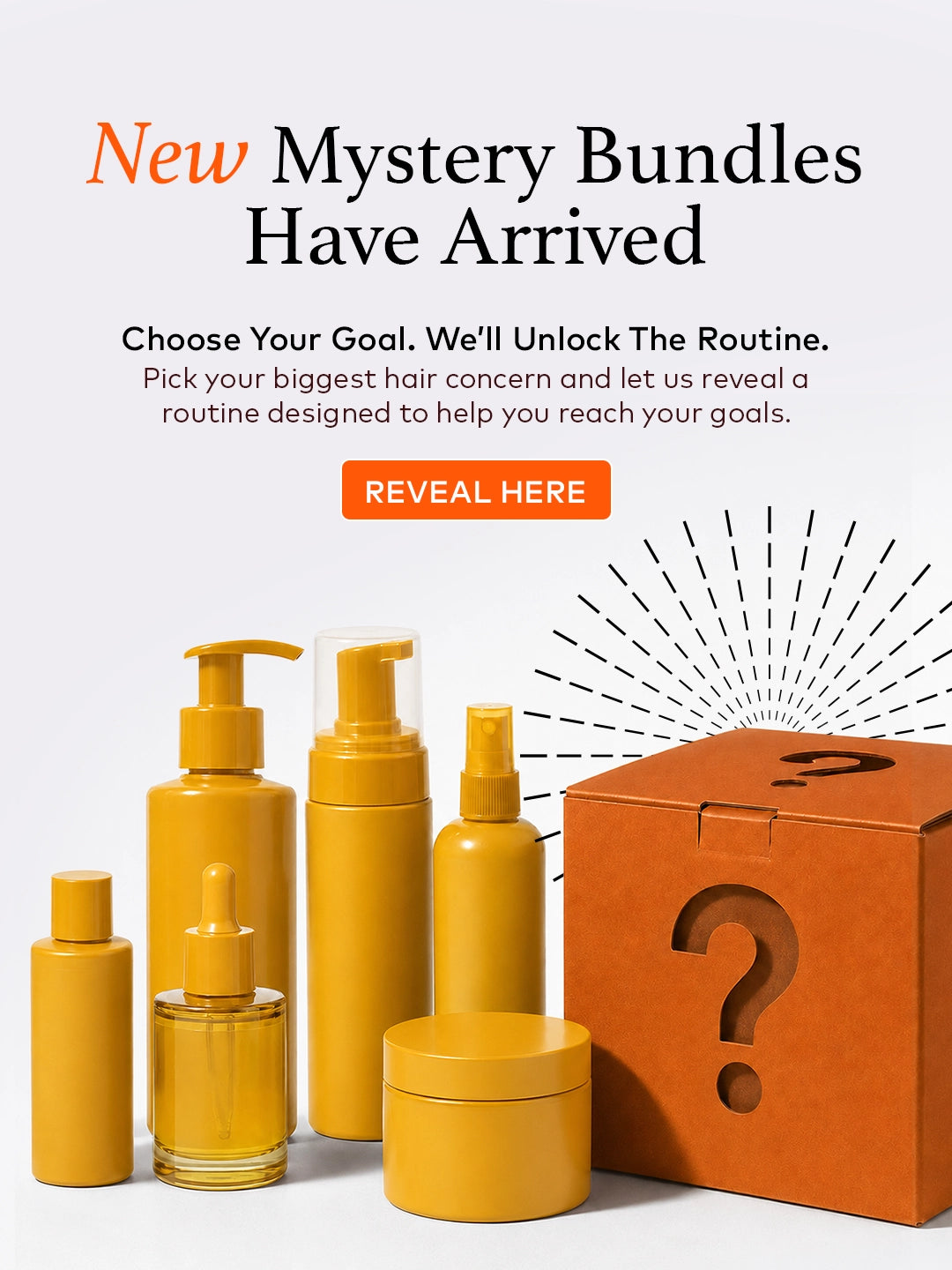 Mystery Bundles. Choose your Goal. Pick your biggest hair concern and let us reveal a routine designed to help you reach your goals.
